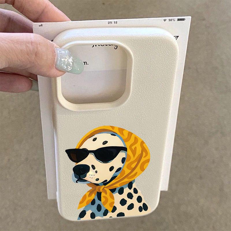 Black Spotted Scarf With Puppy Pattern Phone Case For Iphone 17 16 15 14 13 12 11 17 Pro Max16E Plus Vintage Floral Soft Cover