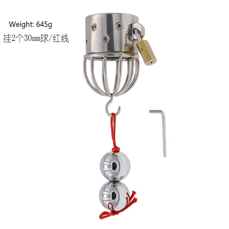 Stainless Steel Scrotum Pendant Weight-Bearing Ring Penis Physical Stop Stretch Anti-Escape Bondage Alternative Metal Toy