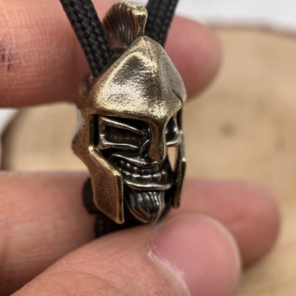Ancient Greek Helmet Soldiers Brass Knife Beads EDC DIY Woven Bracelets Lanyard Key Chain Pendant Accessories Men Outdoor Tool Hangings Charms