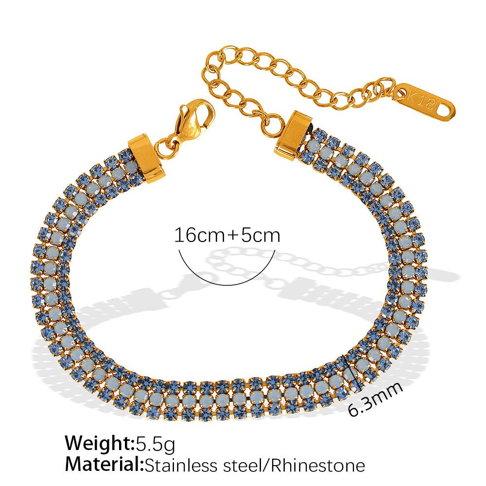 ins simple design bracelet row diamond titanium steel plated 18K gold inlaid boutique natural stone jewelry