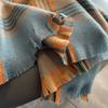 Blue Plaid Scarf Women's Winter Tassel Warm Shawl