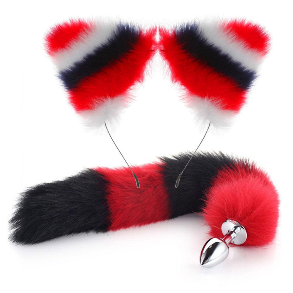 Cute Fox Tail Anal Plug Cat Ears Headbands Set Soft Cat Ears Headbands Collar Erotic Cosplay Couples Accessories SM Sex Toys