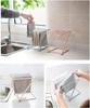 Foldable towel rack, vertical dust removal cloth rack for kitchen and bathroom use, light blue, plastic, convenient for storage,