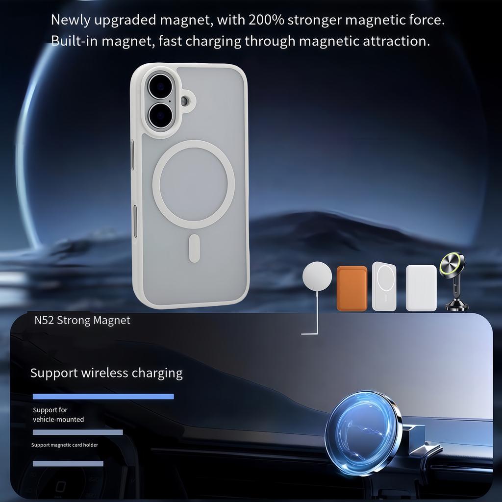 Pro iPhone 17 Magnetické pouzdro Skin Touch TPU Akrylový zadní kryt telefonu
