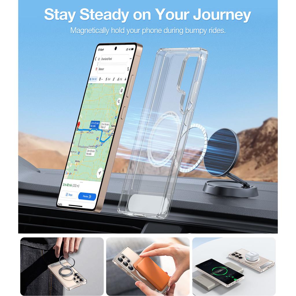 For Samsung Galaxy S25 Ultra Case Kickstand TPU+PC Phone Cover Compatible with MagSafe