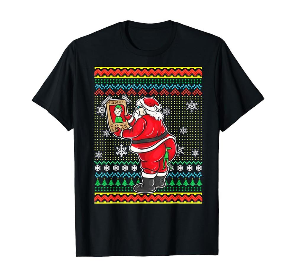 

Santa s Lost Funny Ugly Christmas T shirt Full Size S-5XL Unisex T-Shirt XXXXL