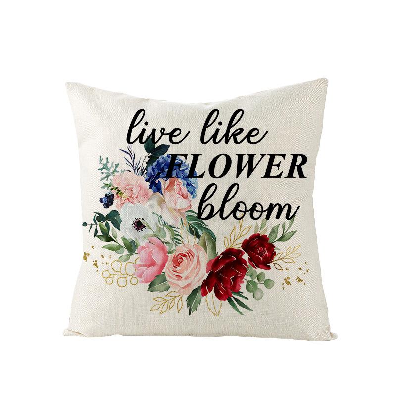 Flower Truck Pillowcase Nordic Linen Printed Sofa Pillowcase Living Room Bedroom Bedside Cushion Cover