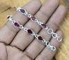 Solid 925 Sterling Silver Garnet Gemstone Boho Tennis Bracelet Charm Jewelry Designer Bracelet