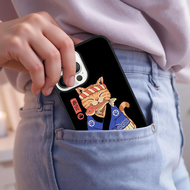 Japanese Style Ukiyo-e Cat Art Phone Case For iPhone 17 Air 15 16e 14 13 Pro Max Coque 12 11 Pro Max PLUS Cover