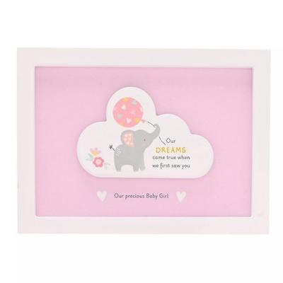 Celebrações Olá Bebé Menina Nuvem de Sonho Placa Emoldurada