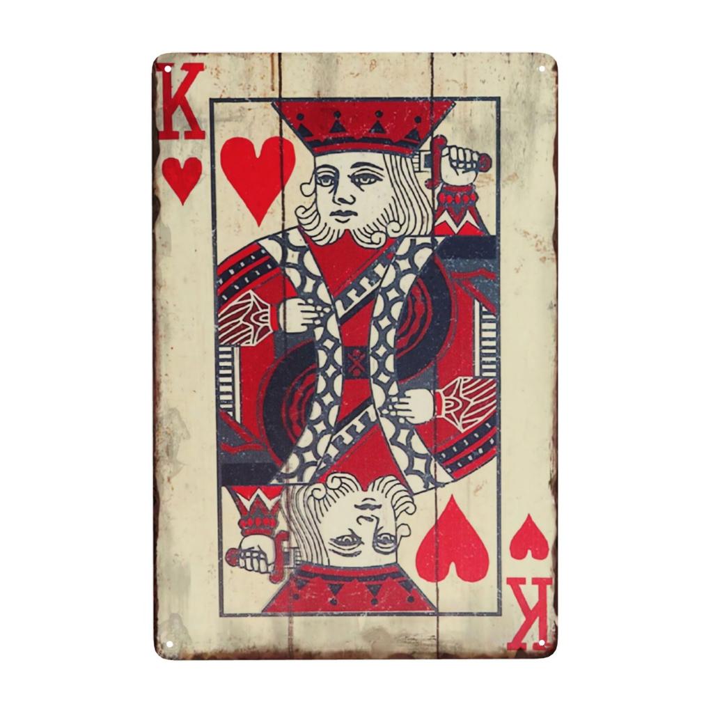 Vintage Poker Metal Sign Retro Joker Tin Sign King Jack Sign Wall Decoration for Home Cafe Pub Bar Shop 8x12 Inch