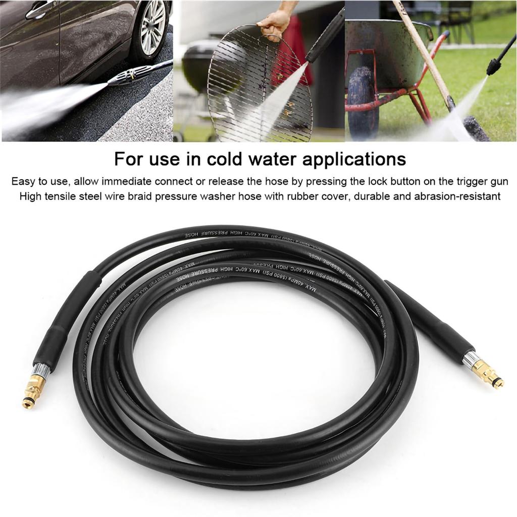 Premium High-Pressure Washer Hose with Rubber Cover, Compatible with Karcher K2, K3, K4, and K5, Standard Specification (10 Meters)