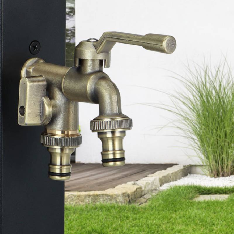 Vintage Brass Water Tap With Dual Handles For Laundry Room Home Use