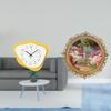 Timepiece Ornament with European Embossed Round Frame Silent Clock for Kitchen Bedroom Retro Home