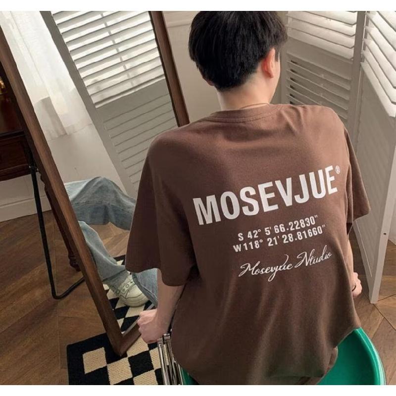 

Мужские футболки с буквенным графическим принтом, модные брендовые футболки для мужчин, мужская одежда, повседневная футболка, мужская летняя корейская ретро футболка 5XL кофейный