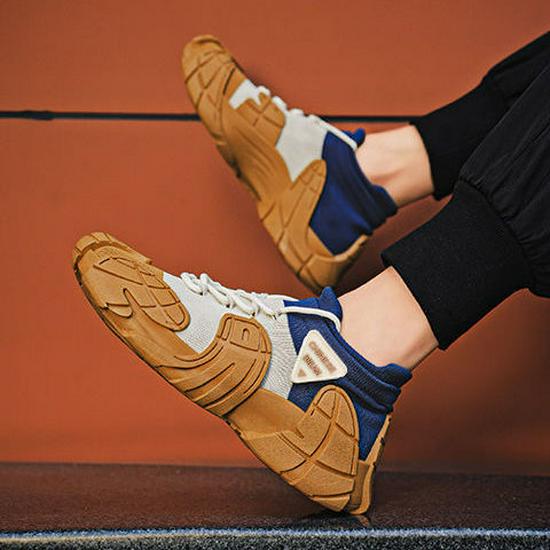 

Unisex Cross-Border Lightweight Fly-Knit Fashion Sneakers with Thick Soles and Sock-Style Design. 38 коричневий