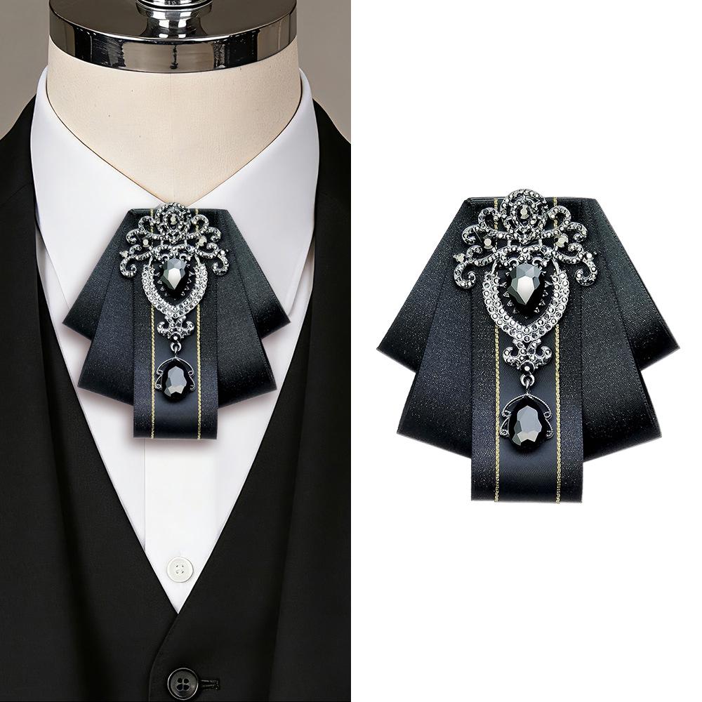 Men's Rhinestone Flower Bow Tie for Formal Events
