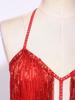Damen Bauchtanz Bodysuit mit Fransen Pailletten Quasten Ausgeschnitten Rückenfrei Glänzend Jumpsuit