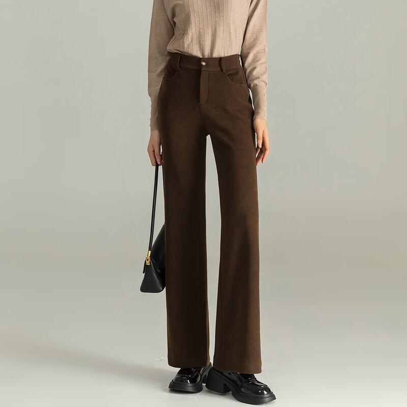 Mengshuya Women's High-Waisted Knit Chenille Straight-Leg Pants