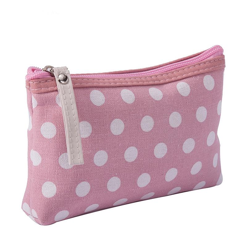 Canvas Dot Print Makeup Bag Women Cosmetic Bags Toiletry Bag Phone Organizer Key Phone Pouch Coin Purse Travel Cosmetic Bag