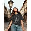 T-shirt da Donna Divertente Scheletrica Pipistrello Gotica Stampa Grafica Girocollo Manica Corta Casual Moda Primavera Estate Vestibilità Taglia Europea Conveniente per Pipistrello