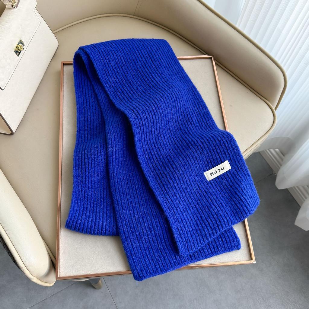 New Autumn and Winter Knitted Scarf Women's Fashion Classic Solid Color Versatile Scarf Simple Korean Version Thickened Warm Small Scarf