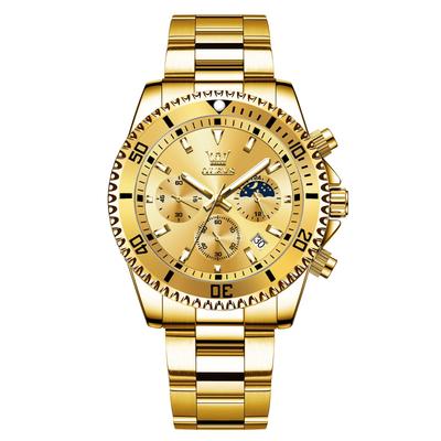 OLEVS Stylish Quartz Watch with Stainless Steel Gold Fashionable Business Watch with Date Analog Large Gold Stylish Watch for Men Men's Band, Casual,