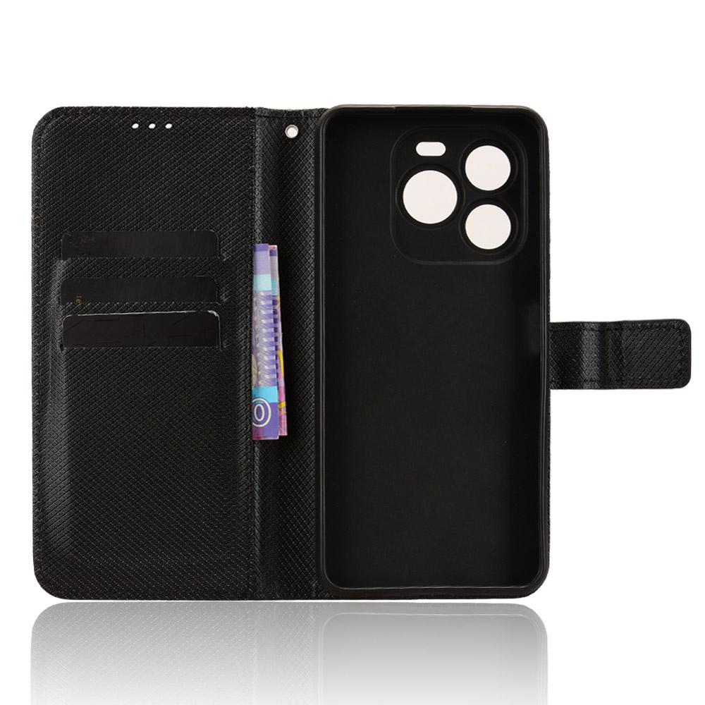 For Oukitel C65/C65 Pro Leather Wallet Case with Strap Diamond Texture Phone Cover