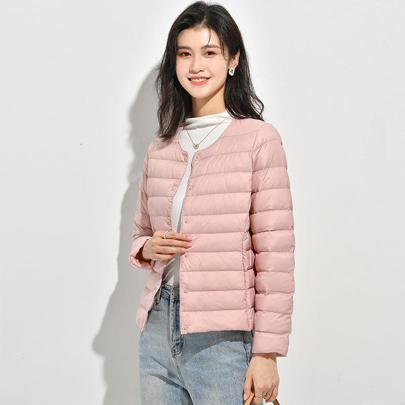 Light Down Jacket Women's Short Autumn and Winter Light Liner Wear Inner Round Neck Warm Large Size Coat