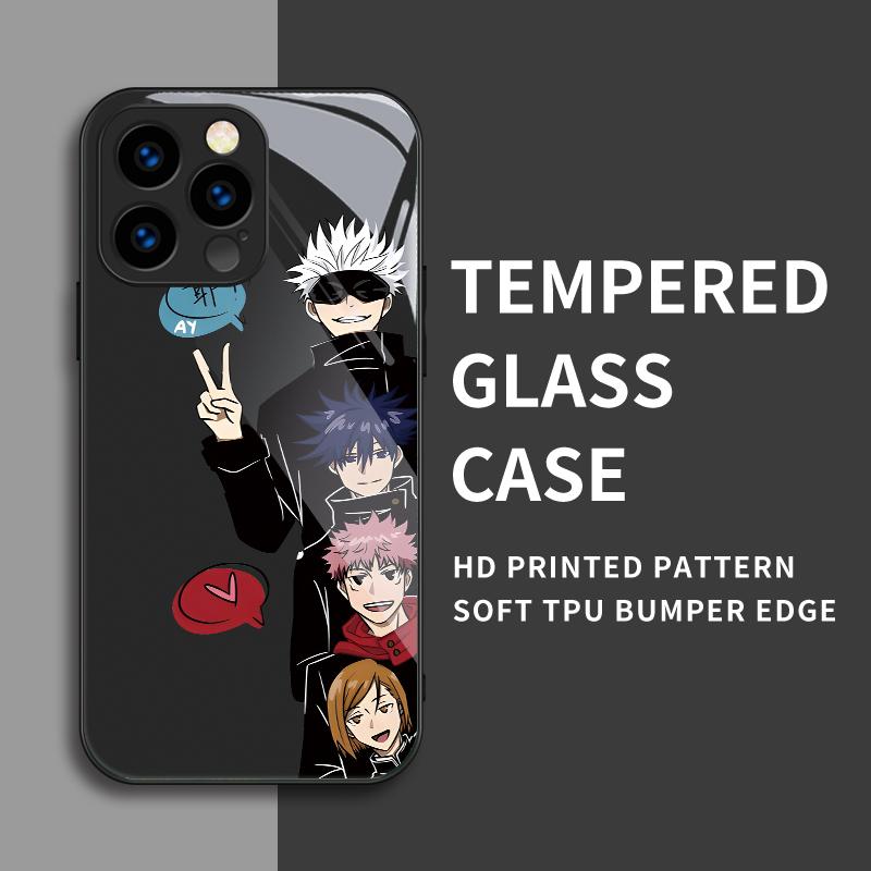 Tempered Glass Casing Jujutsu Kaisen Gojo Satoru Printed Cartoon Protective Cover Soft Case Shell for Xiaomi Redmi