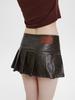 PU Leather Pleated Skirt High Waist Female Summer Thin Ultra Short Skirt Y2k Korean Fashion Cute A Word Skirt