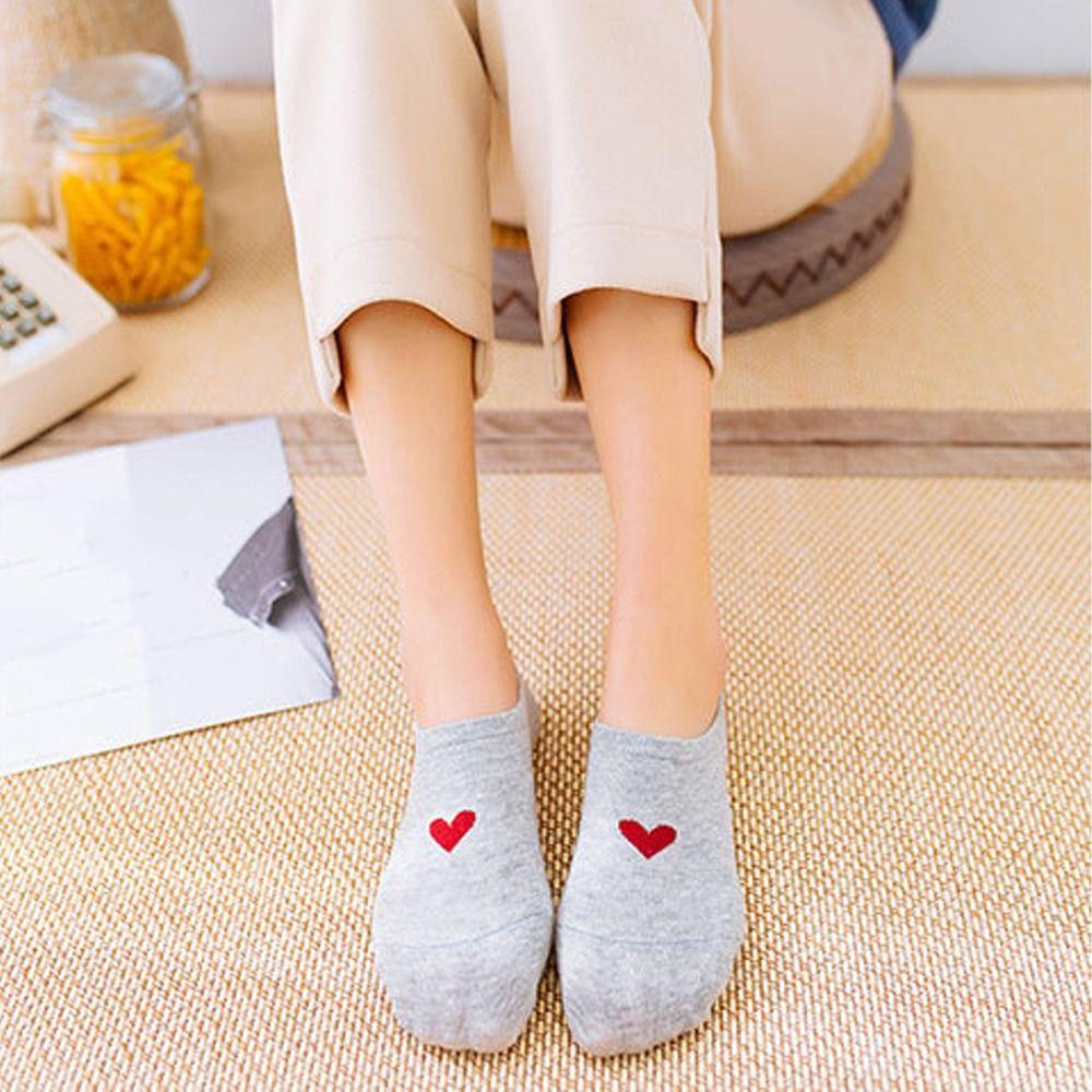 

5Pairs Love Heart Boat Socks Low Cut Invisible Socks Sweat Absorption Short Tube Socks Outdoor 5Pairs