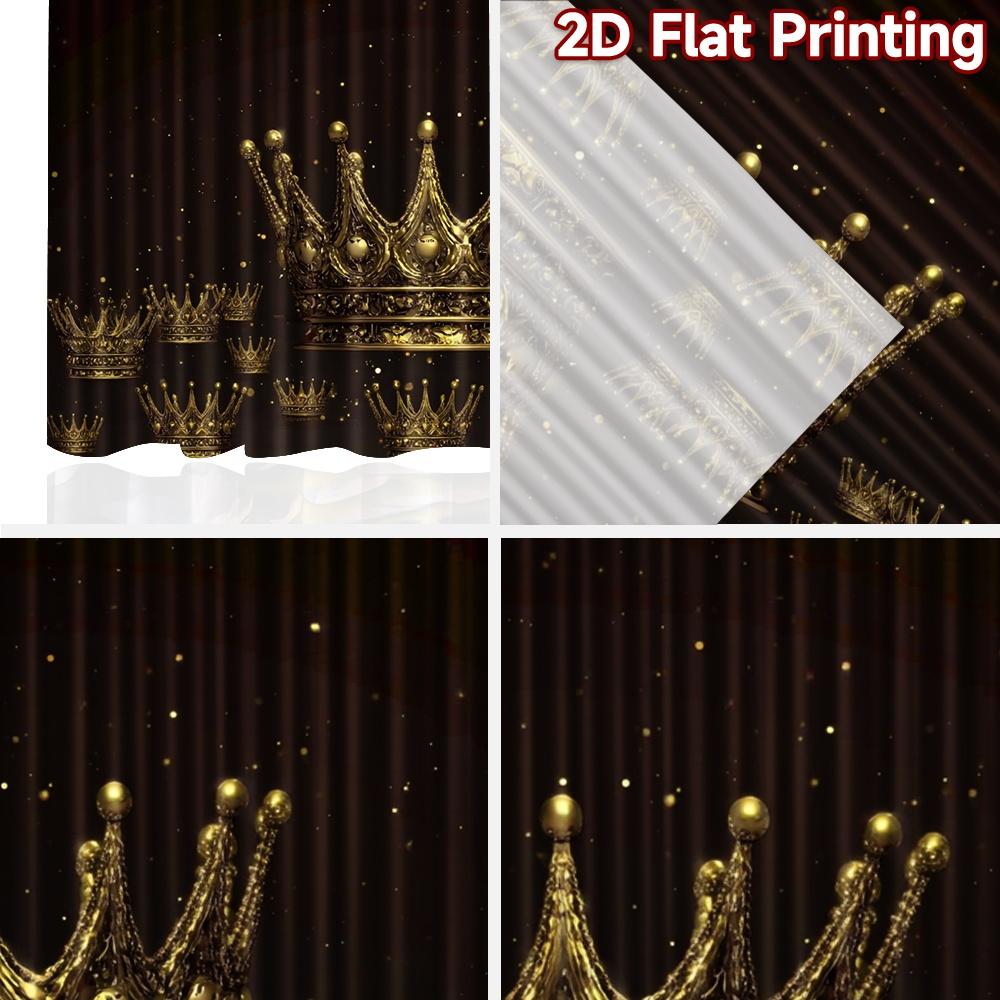 2D Flachdruck 2 Stück Vorhänge Goldene Krone Anordnung Digital Bedruckte Polyester Vorhänge Party Dekorationen Perfekt für