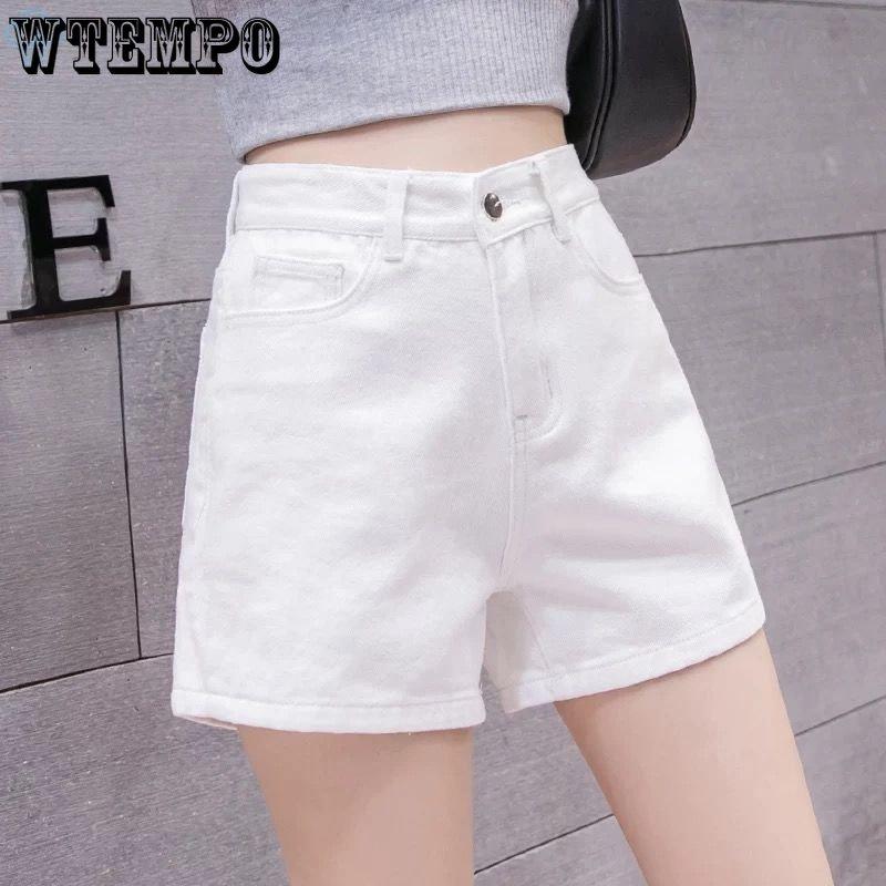 WTEMPO Denim Shorts Women's Summer High Waist Loose Shorts Slim Breathable Wide Leg Pants