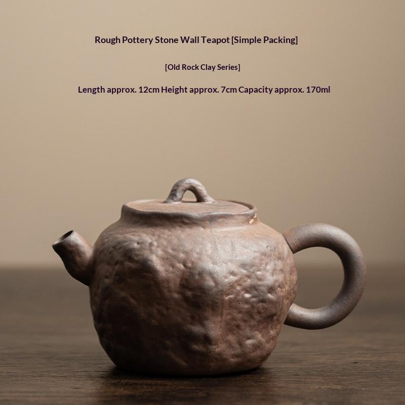 

Old Rock Clay Coarse Pottery Buddha Hand Gourd Round Teapot Chinese Retro Single Ceramic Tea Brewing Pot Tea Kettle Tea Infuser