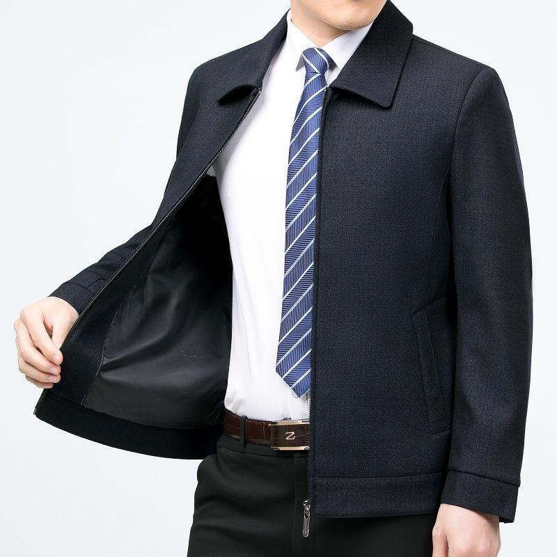 High-end Wool Jacket Men's Father's Clothing Middle-aged and Elderly Civil Servant Leadership Jacket Spring and Autumn Loose Lapel Casual Jacket