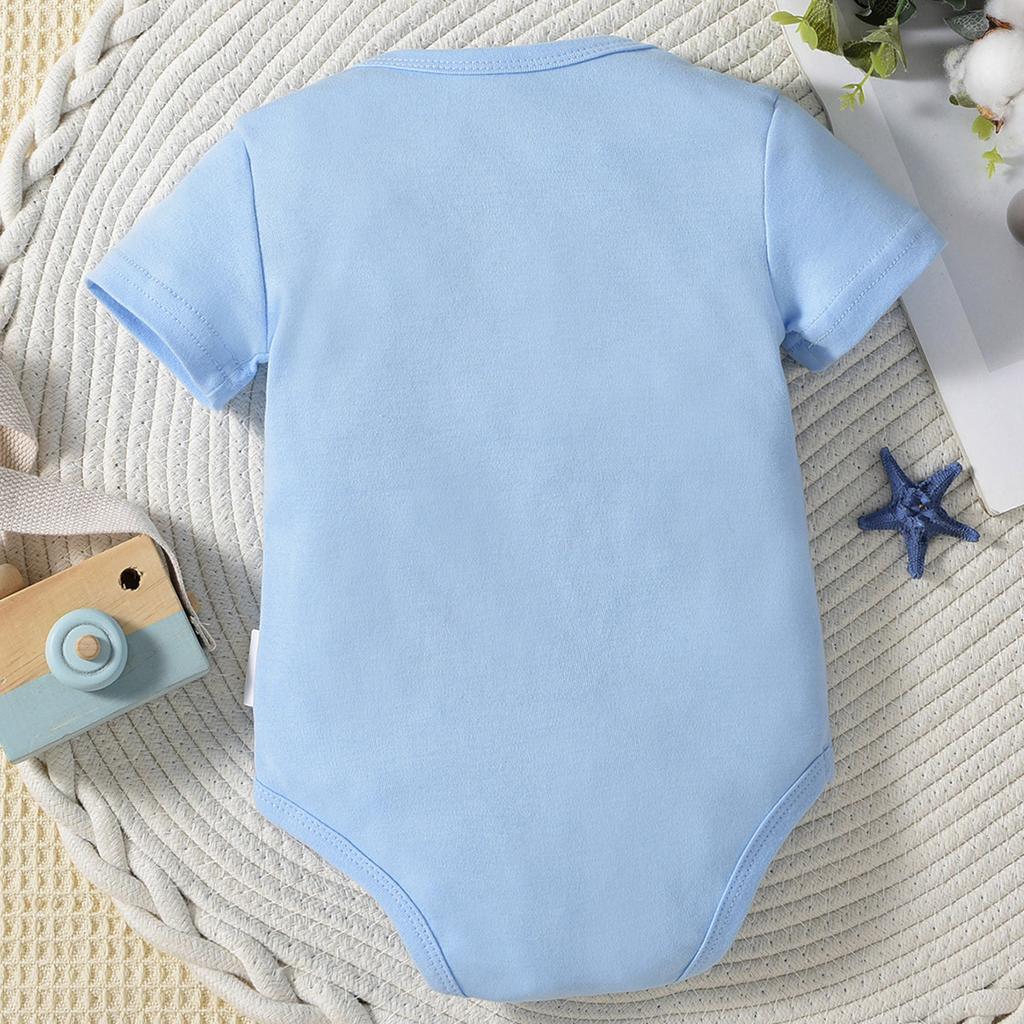 Baby Junge Mädchen Baumwoll-Jumpsuit "Ich habe meine Einstellung von..." Aufdruck Kurzarm Einteiler Body