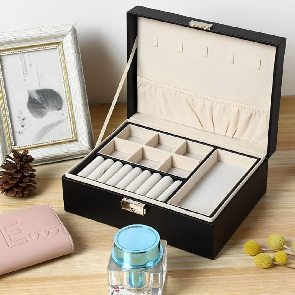 Subzone Jewelry Organizer Double Layer Jewelry Display Holder Solid Color Jewelry Storage Box  Gift