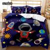 Astronaut Duvet Cover Set Outer Space Tourist Comforter Cover Set for Kids Boys Universe Planet Polyester Quilt Cover Queen King