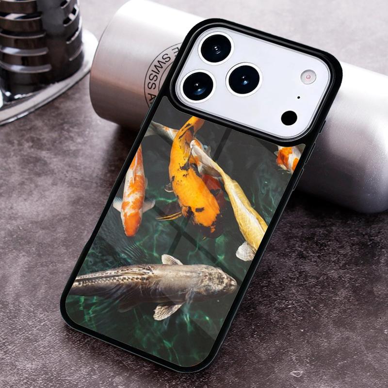 Japanese Koi Fish Phone Case for iPhone 17 16 15 Pro Max Air 14 13 12 11 Plus Shockproof Cover