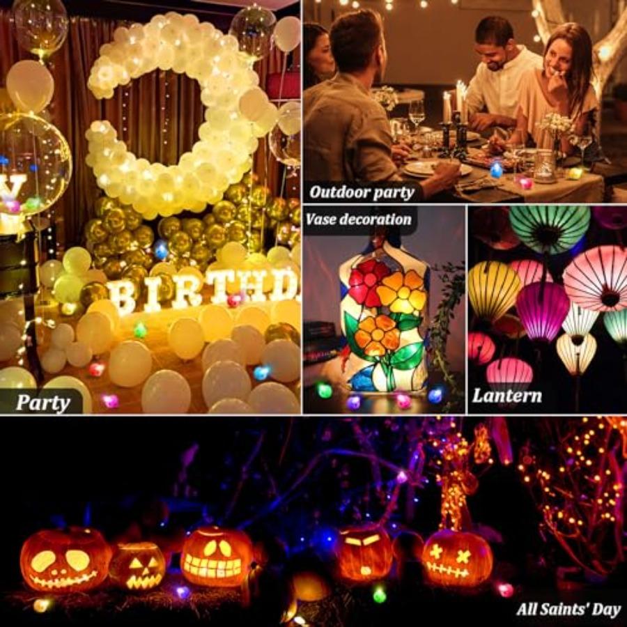 100pcs Flash Colorful Balloon Lights Mini LED Lights Round Long Standby Time Ball Lamps for Birthday Party Christmas Halloween