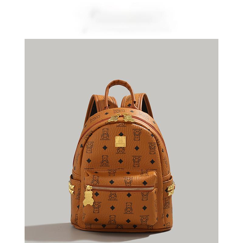 Cute Bear Commuter Backpack New Fashion Versatile Trendy Female College Student Backpack Large Capacity Schoolbag