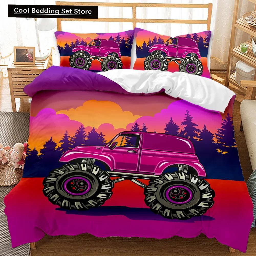 Engineering Vehicle Duvet Cover Set Engineering Vehicle Pickup Truck Off Road Vehicle Polyester Bedding Set Double Queen King