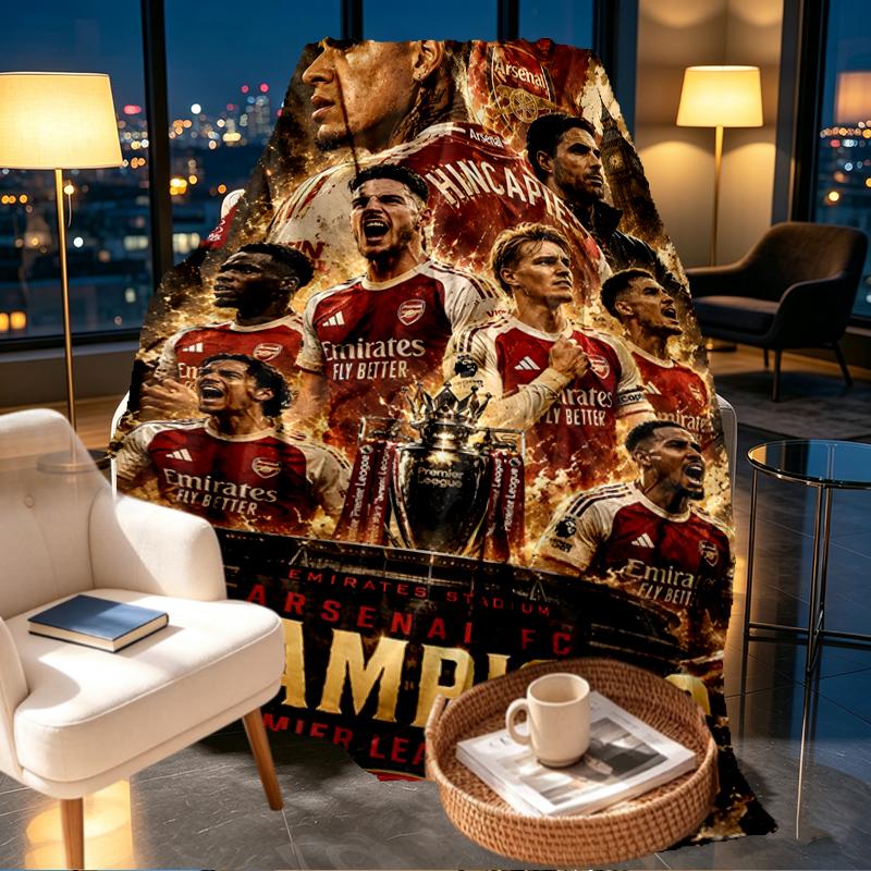 Coperta Stampata Arsenal F.C. - Morbida e Confortevole, per Camera da Letto, Viaggio, Divano, Decorazione Casa - Regalo di Compleanno Natale per Amico