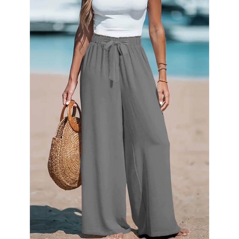 2025 New Women's Trousers Fashionable Loose Solid Color Casual Comfortable Wide Legs