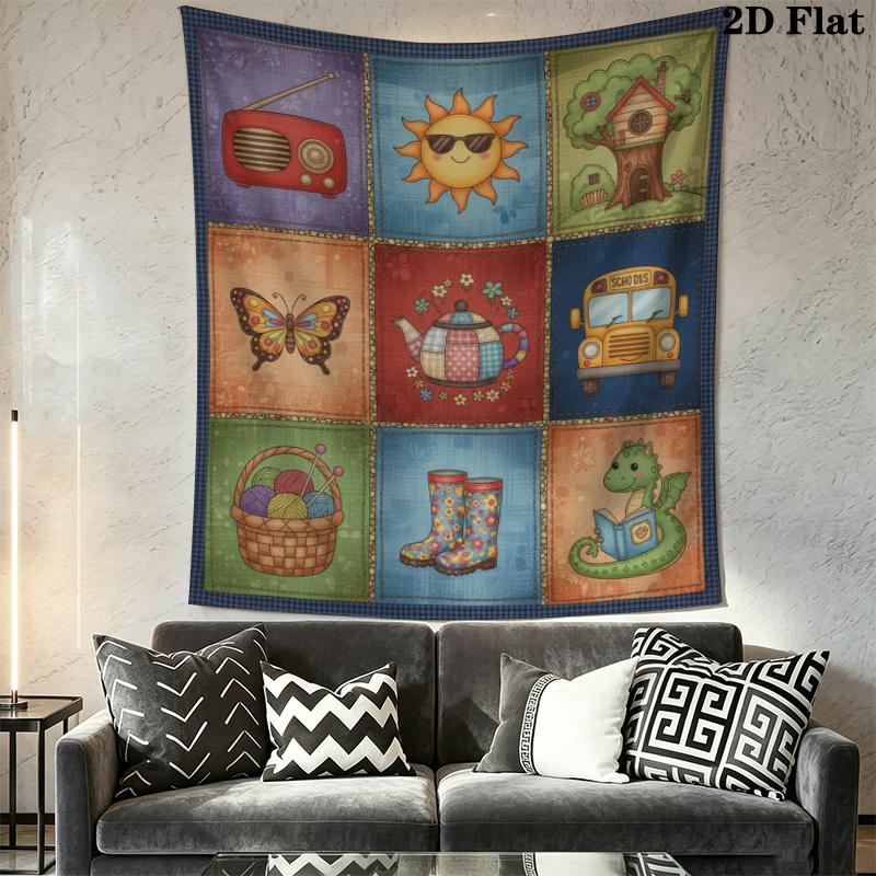 Retro Country Wall Tapestry Aesthetic Wall Hanging Printed Fabric Blanket Decorative Tapestries for Bedroom Living Room Home Decor