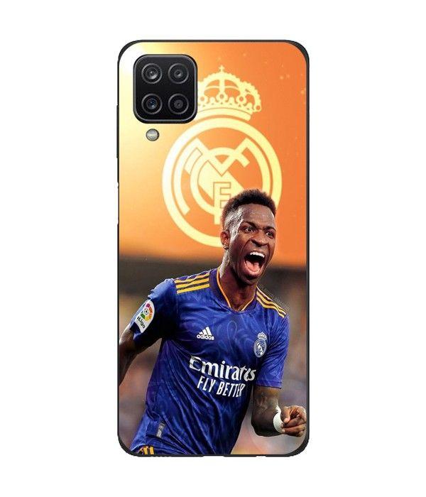 Maniacase Case For Samsung Galaxy A12 Vini JR Wallpaper Real Madrid Blue and Yellow
