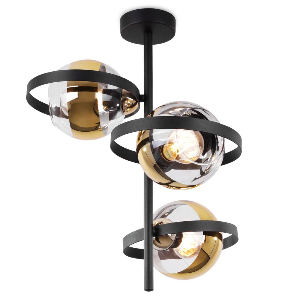 Ronda Deckenleuchte Schwarz und Gold 3-flammig Goldene Lampe E27