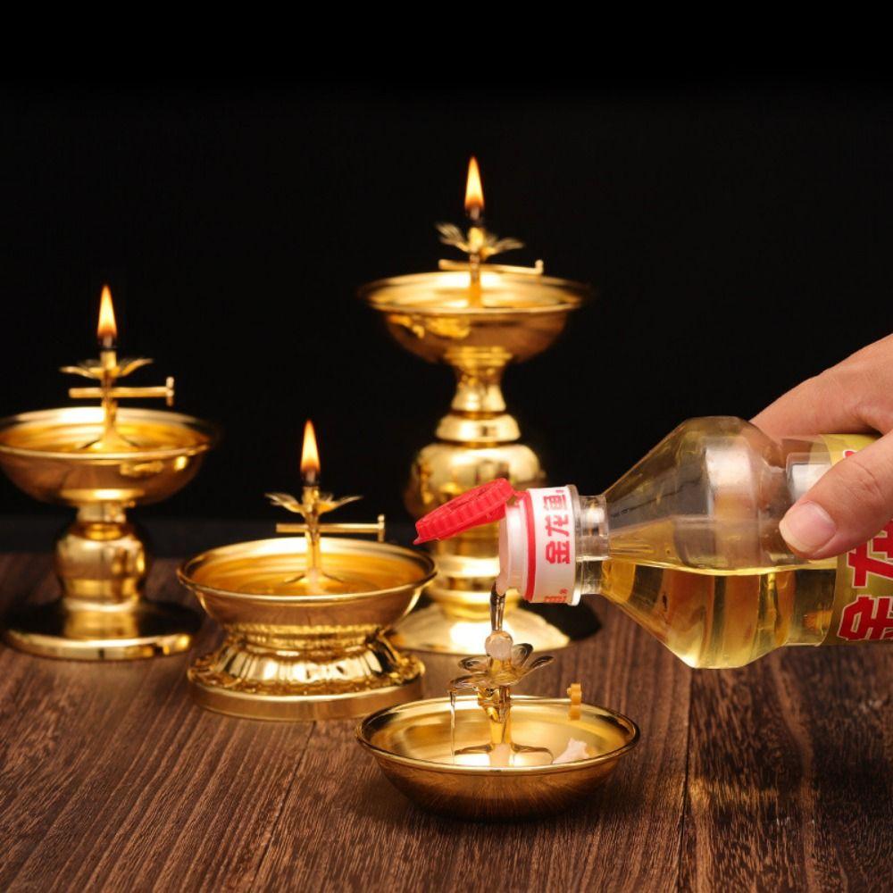 Adjustable Zinc Zinc Alloy Oil Lamp Exquisite Oil Dish Ornaments Butter Lamp Holder  Household