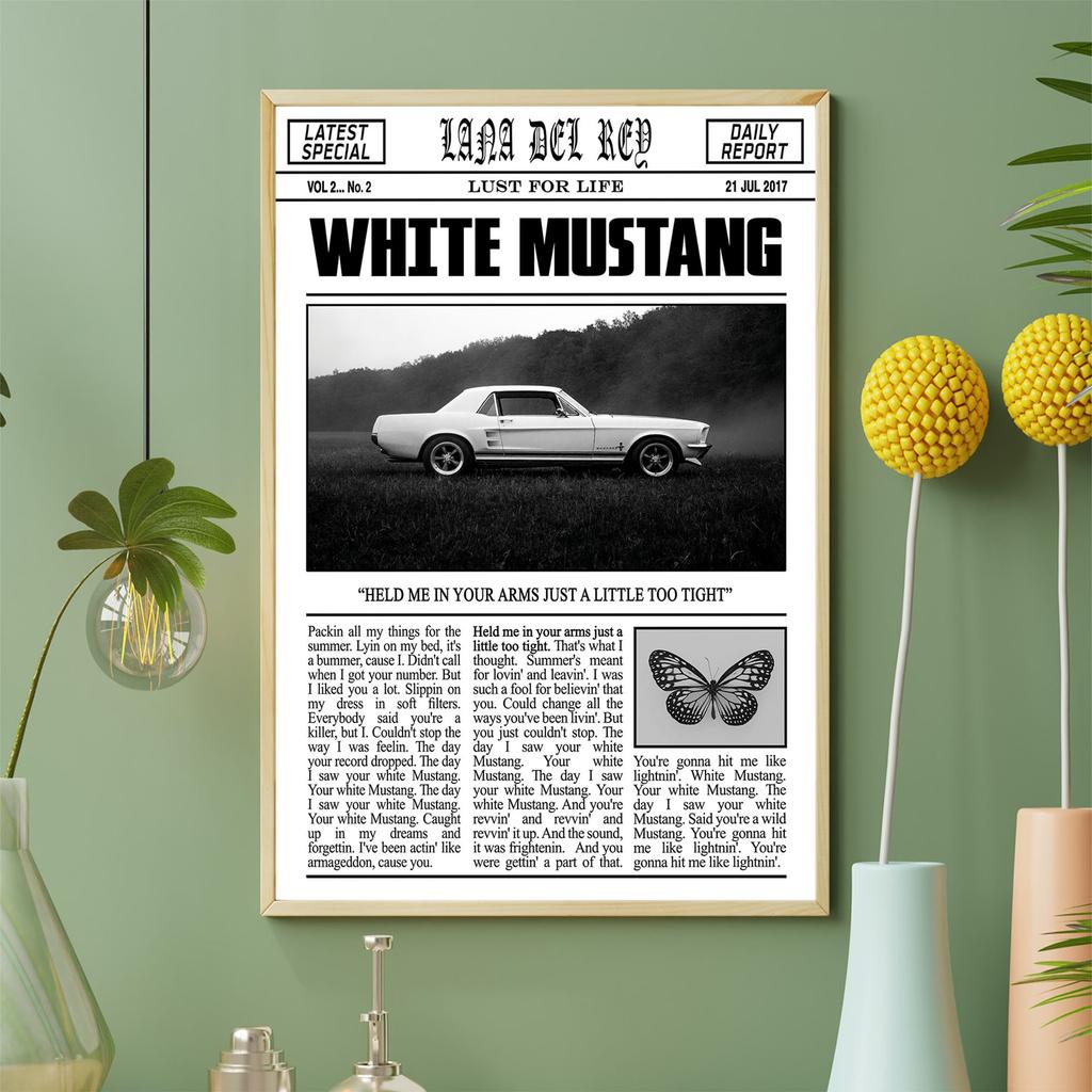 Black and White Lana Del Rey Newspaper Poster Aesthetics Girl Singer Rapper Canvas Painting Print Wall Art Mural Home Room Decor